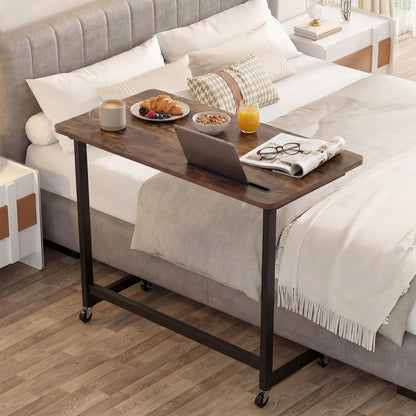 Goflame Mobile C-Shape Side Table - Rolling Bedside Table w/Tablet Slot