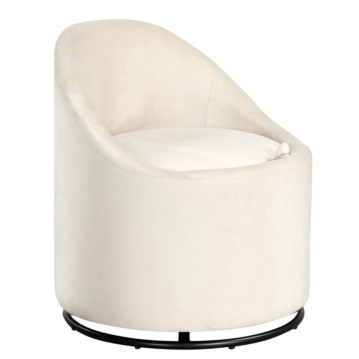 Goflame Swivel Accent Chair with Storage, 360° Upholstered Vanity Chair with Backrest