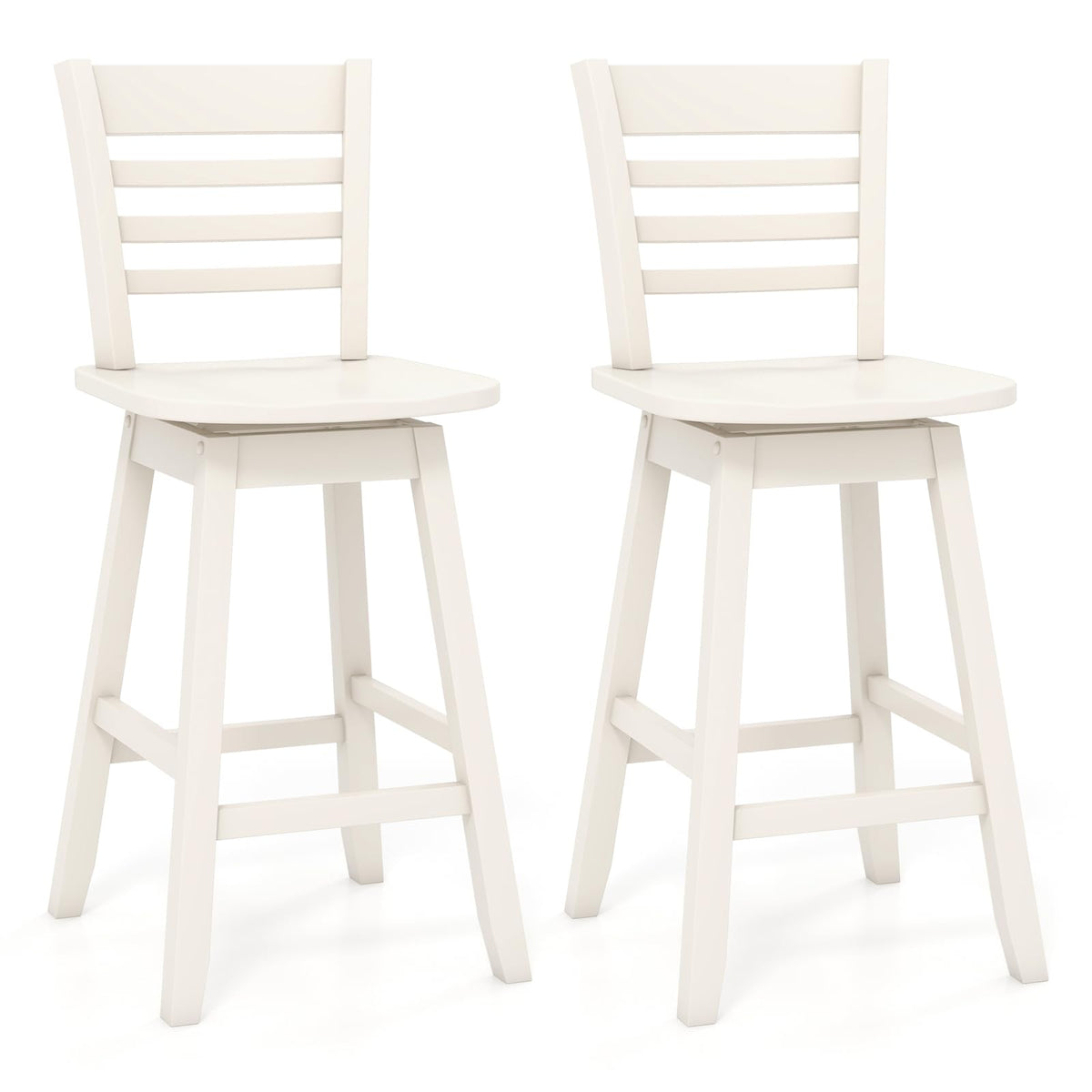 Goflame Wood Bar Stools, Swivel Counter Height Bar Stools with Slatted Hollow Back & Ergonomic Contoured Seat