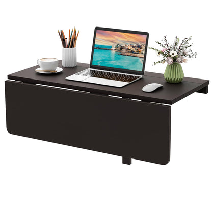 Goflame Wall Mounted Folding Table, 31.5" x 23.5" Wood Murphy Desk Drop-Leaf Table