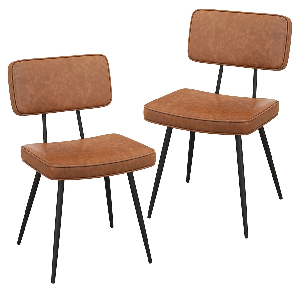 Goflame PU Leather Dining Chairs Set of 2/4, Upholstered Kitchen Chairs w/Padded Backrest & Seat, Metal Legs