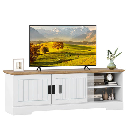 Goflame Farmhouse TV Stand for TVs up to 65" Entertainment Center with Storage Cabinets