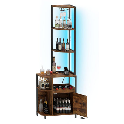 Goflame Corner Bar Cabinet w/Power Outlets