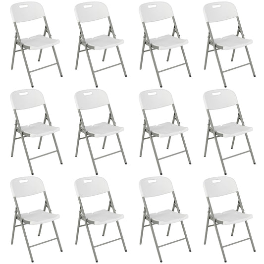 Goflame 4/8/12-Pack Plastic Folding Chairs, HDPE Waiting Room Chairs w/Metal Frame