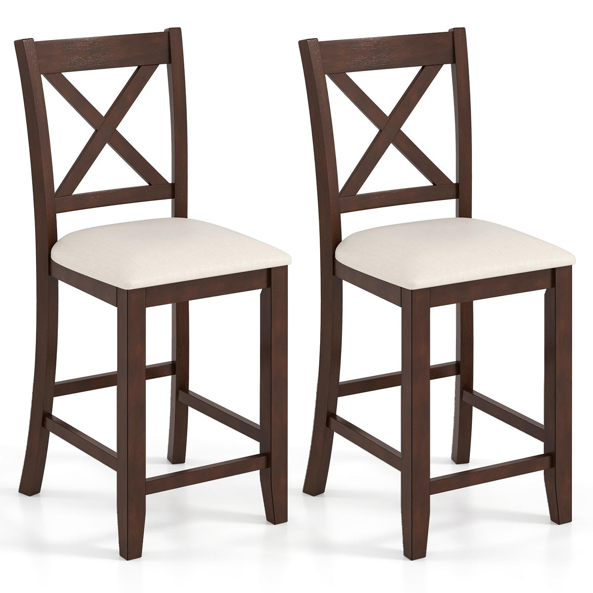 Goflame Farmhouse Counter Height Bar Stools with Footrest (2/4)
