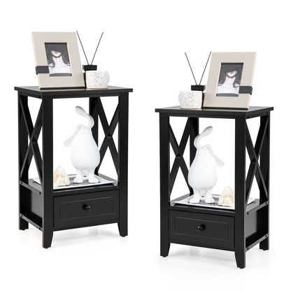 Goflame Modern X-Design Nightstand Set