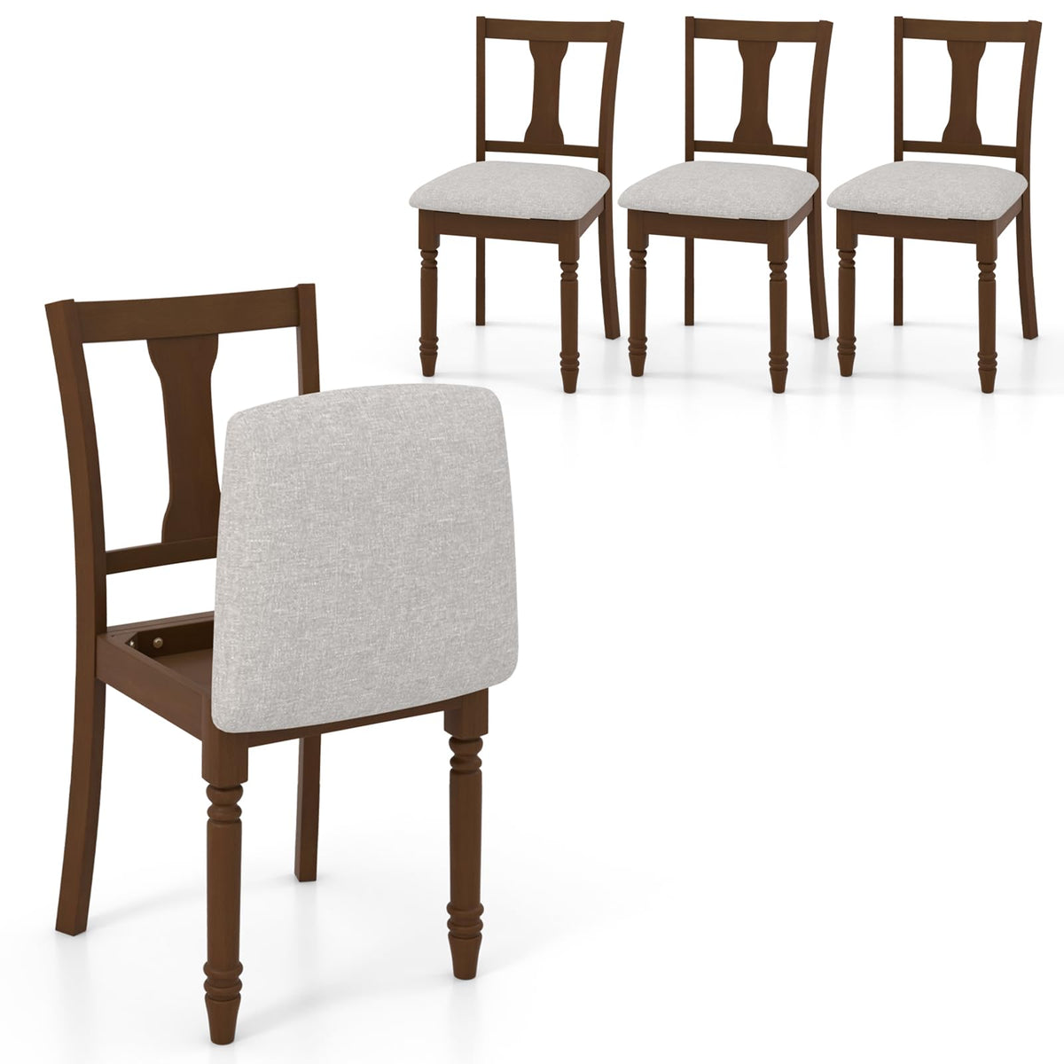 Goflame Wood Dining Chairs Set Farmhouse Dining Room Chair with Cushion Seat, Armless Wooden Dining Side Chairs