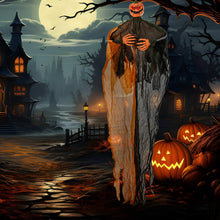 Goflame 6 Ft Hanging Halloween Decoration, Ghost Pumpkin Man with Red LED Eyes & Posable Arms
