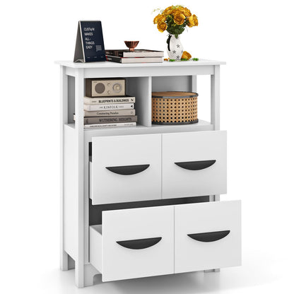 Goflame Storage Cabinet with Large Drawers, Open Storage Compartments, Anti-Tipping Kit, White