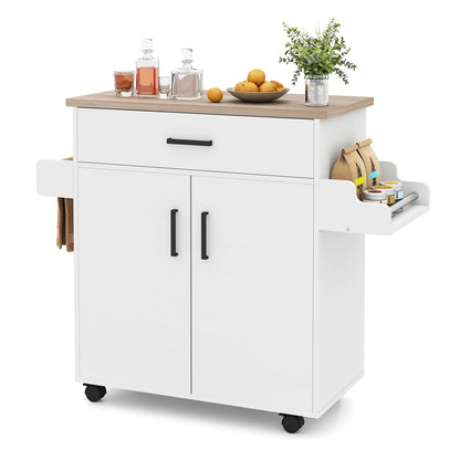 Goflame Kitchen Island with Storage 41.5" W Rolling Island Table