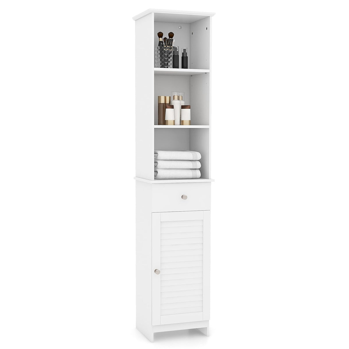Goflame Narrow Floor Storage Cabinet with Adjustable Shelves