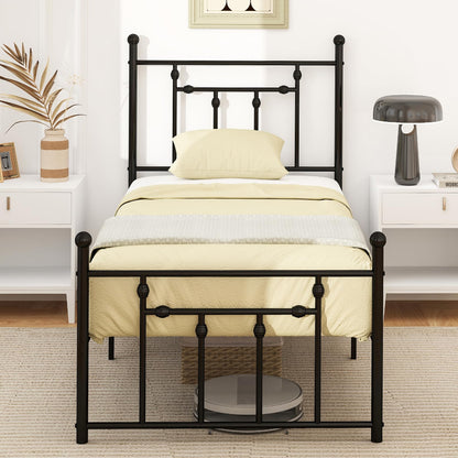 Goflame Twin Bed Frames with Headboard and Footboard, Victorian Style Twin Platform Bed