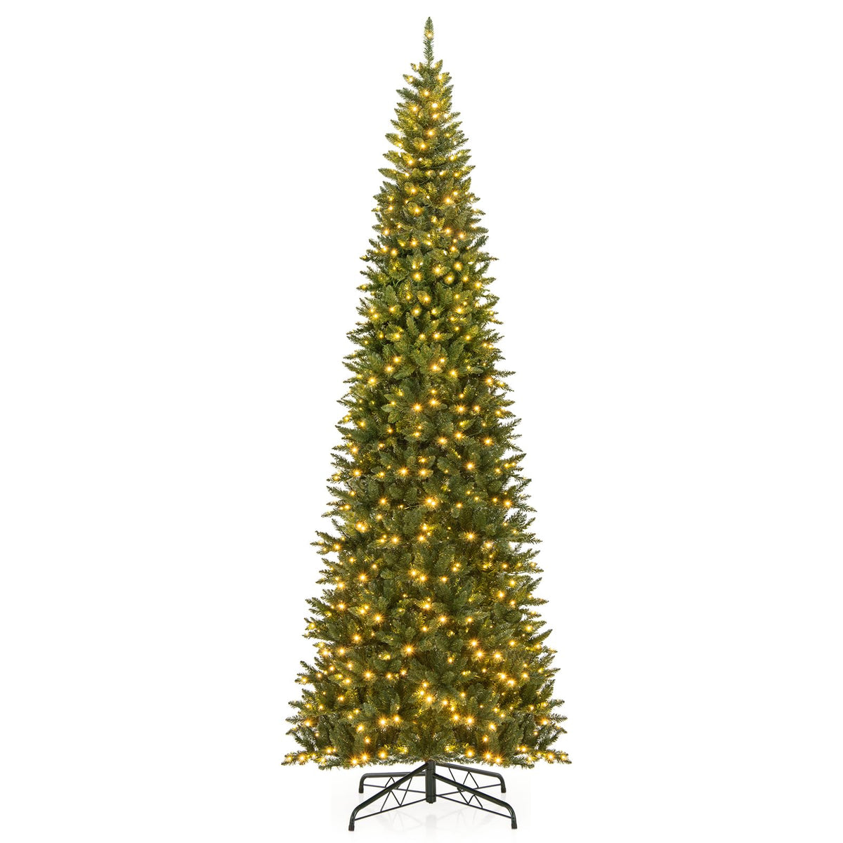 Goflame 12ft Pre-Lit Artificial Christmas Tree with 360° Quick Power Connector