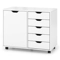 Goflame Lateral File Cabinet with Shelves - 5 Drawer Office Cabinet, White