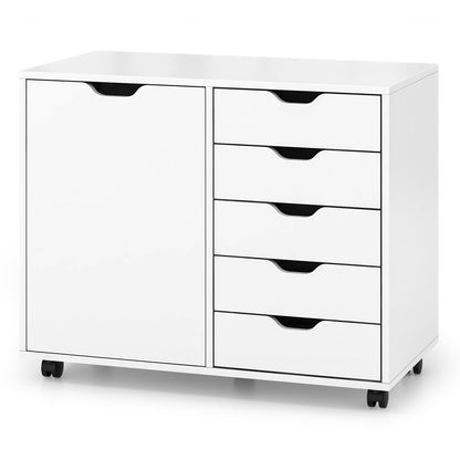 Goflame Lateral File Cabinet with Shelves - 5 Drawer Office Cabinet, White