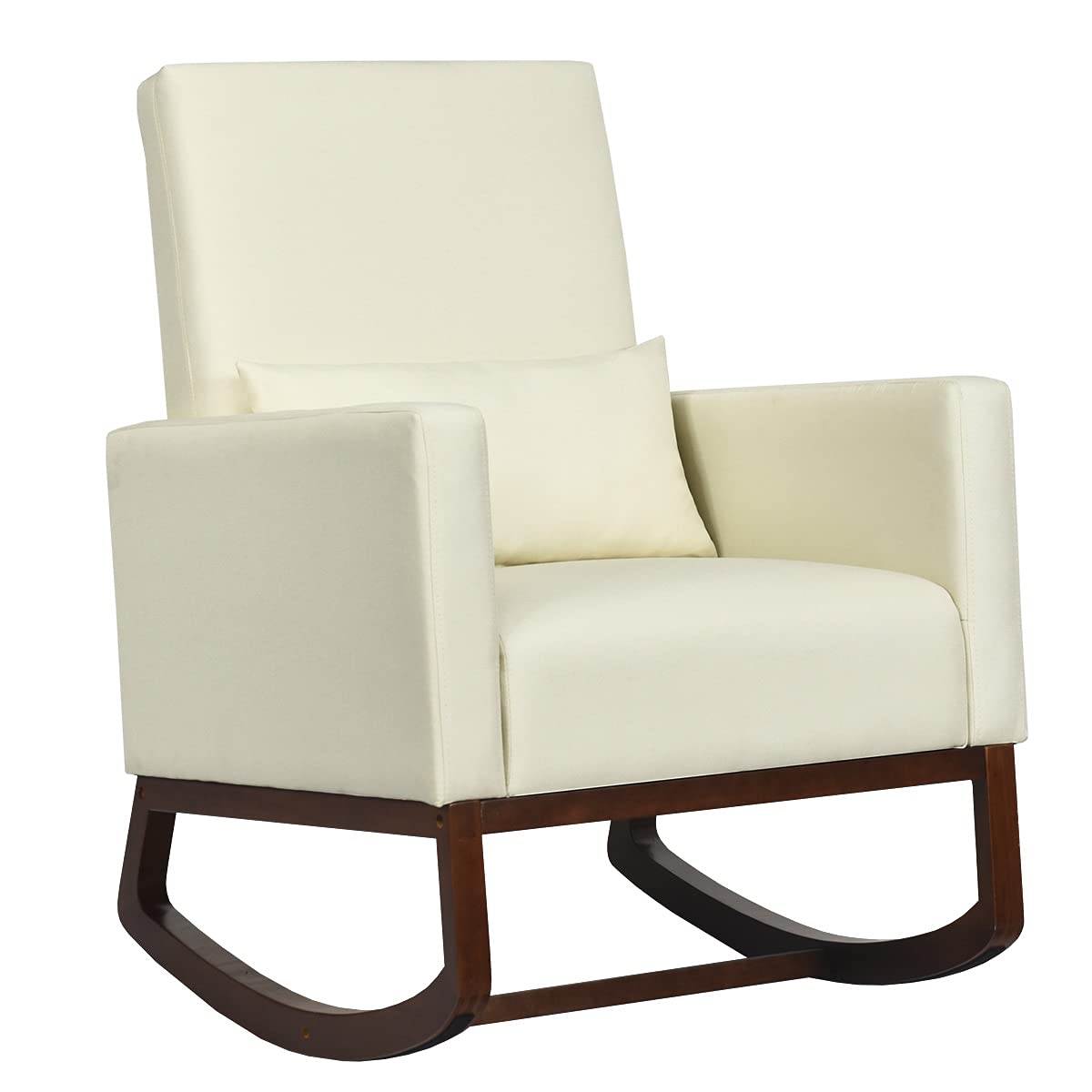 Goflame Upholstered Rocking Chair, Modern High Back Armchair