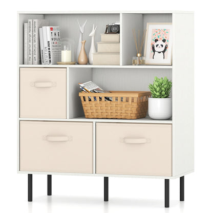 Goflame 6-Cube Bookshelf 3-Tier White Bookcase