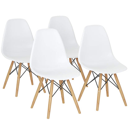 Goflame Dining DSW Chairs with Linen Cushion, Modern Mid Century Shell Chairs w/ Wood Legs