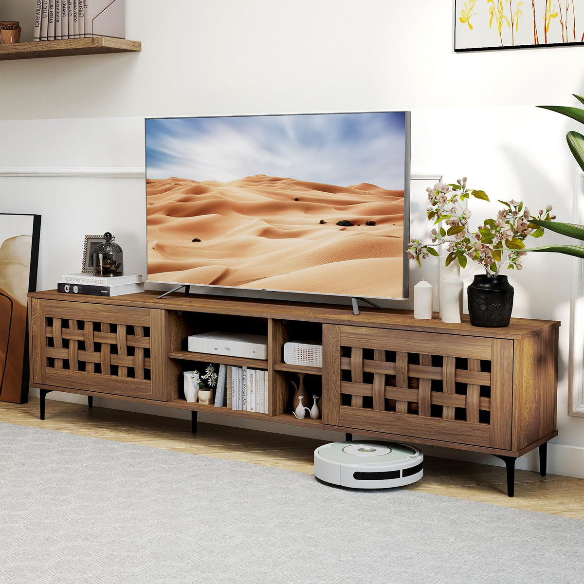 Goflame Mid Century Modern TV Stand for 60-80 Inch TV