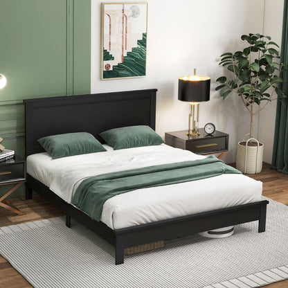 Goflame Queen/Full/Twin Size Wood Platform Bed Frame with Headboard, Mid Century Bed Frame with Solid Wood Legs & Wooden Slat Support