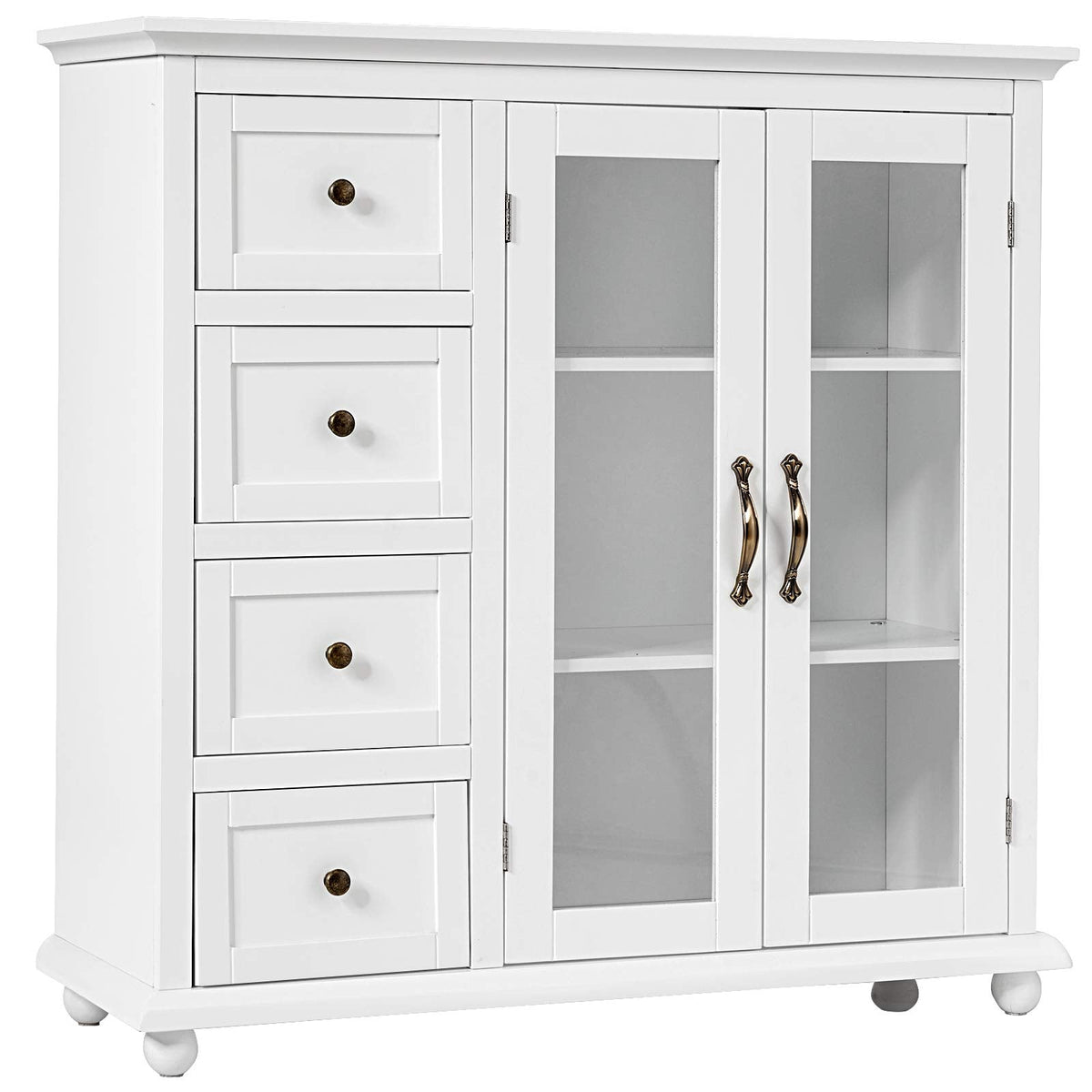 Goflame Buffet Sideboard with Storage - Kitchen Pantry Cabinet with 2 Doors, 4 Drawers, Adjustable Shelf