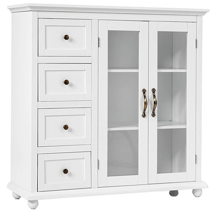 Goflame Buffet Sideboard with Storage - Kitchen Pantry Cabinet with 2 Doors, 4 Drawers, Adjustable Shelf