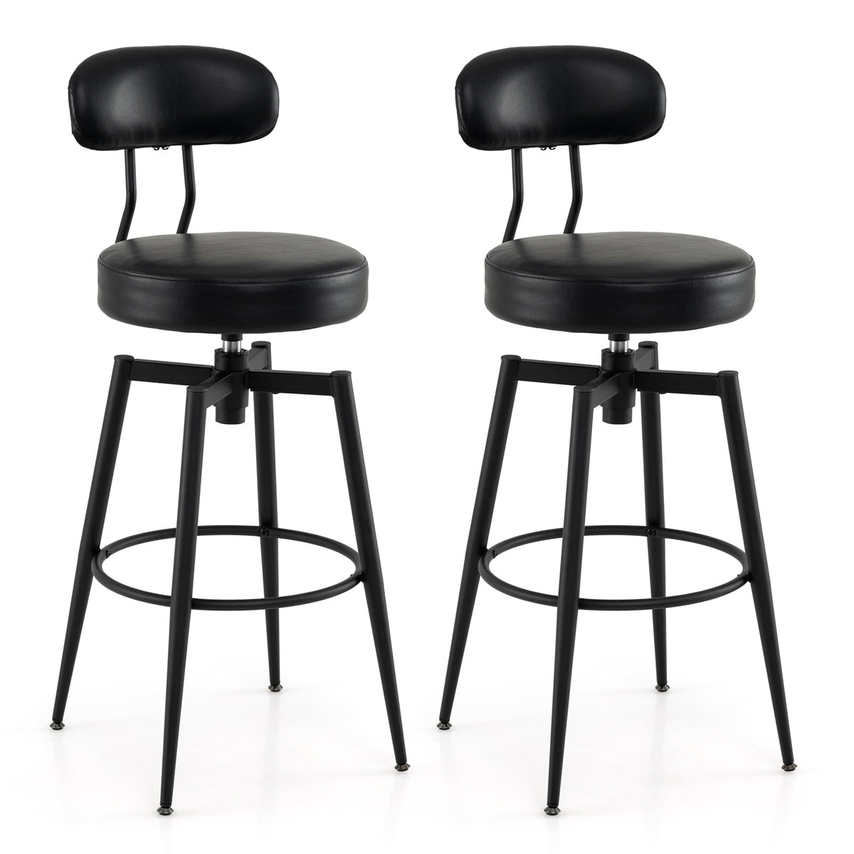 Goflame Swivel Barstools Set of 2/4 Faux Leather 31 Inch Bar Height Stools w/Upholstered Seat & Back