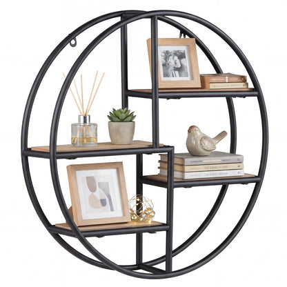Goflame Industrial Style Round Wall Shelves for Living Room