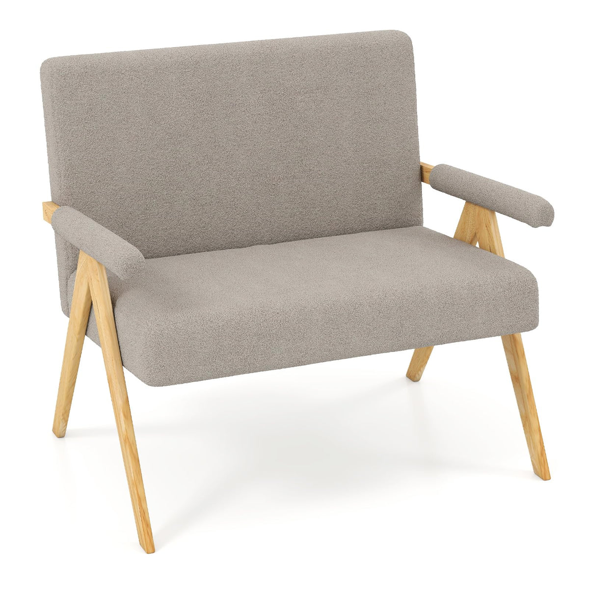 Goflame Loveseat Sofa with Armrests and Wooden Legs