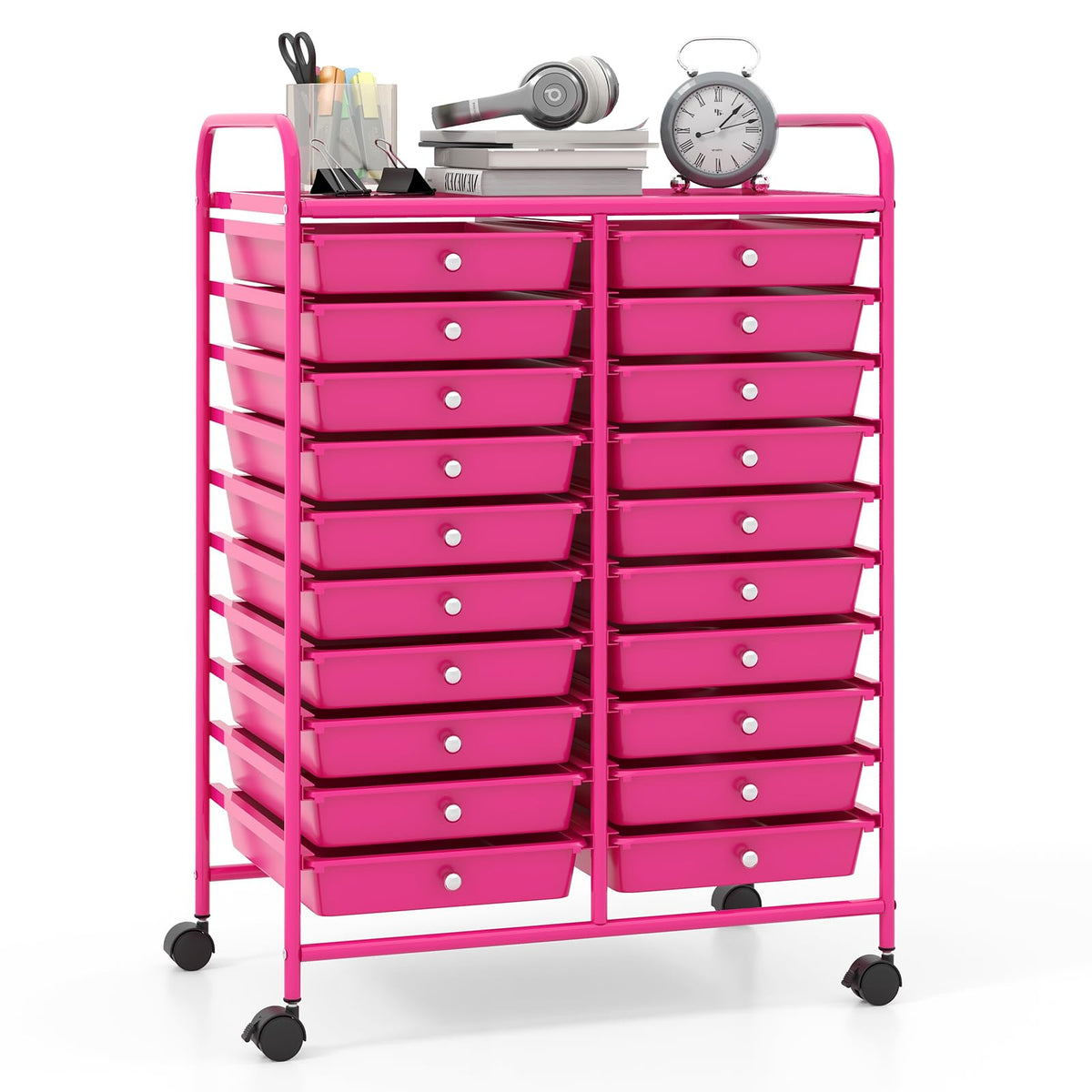 Goflame Storage Drawer Carts, 20-Drawer Organizer, Utility Cart on Wheels