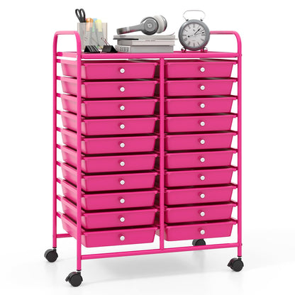 Goflame Storage Drawer Carts, 20-Drawer Organizer, Utility Cart on Wheels