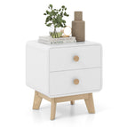 Goflame Night Stand with 2 Drawers, Mid Century Modern Bedside Table with Cute Round Knobs