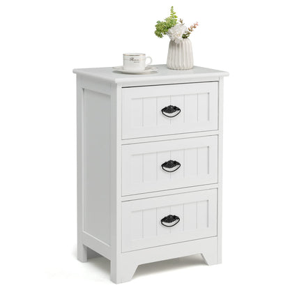 Goflame Nightstand with 3 Drawers, Bedside Table
