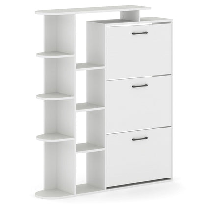 Goflame Shoe Cabinet with 3 Flip Drawers