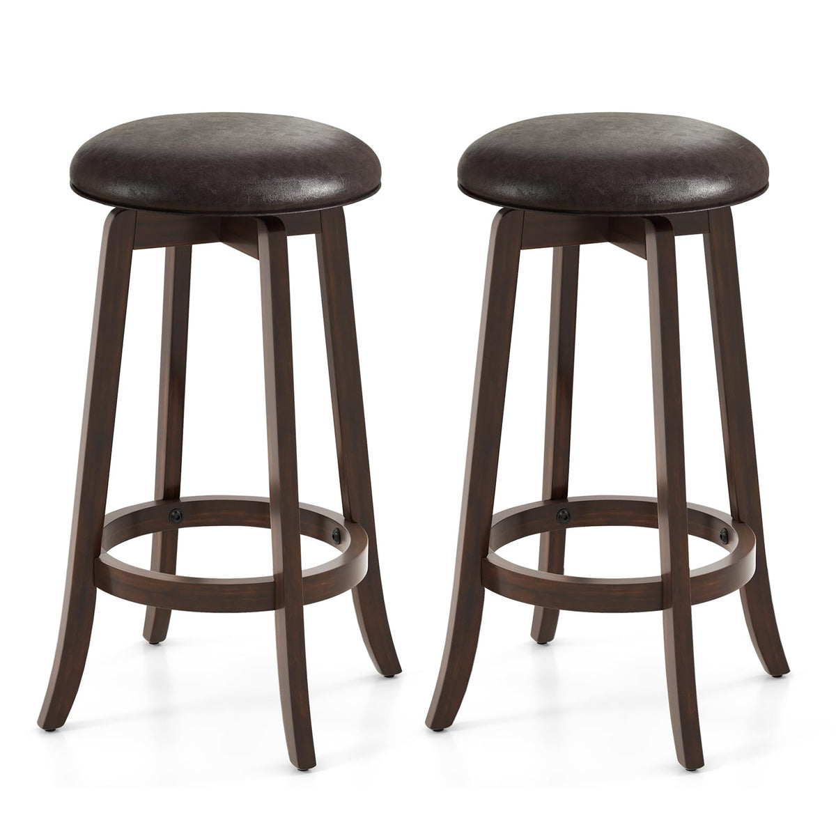 Goflame Bar Stools Set， 29"/ 24" Bar Height Bar Stools w/ 360° Swivel Round Seat & Footrest