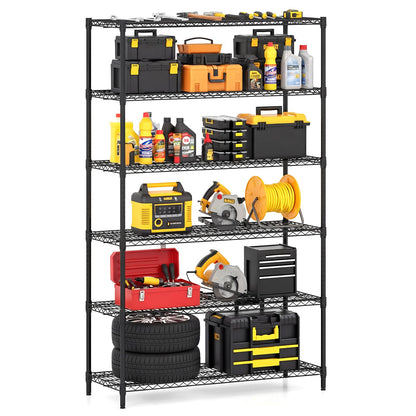 Goflame 6-Tier Metal Storage Shelving Unit with V-Shaped Wire Rack for Home Garage