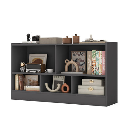 Goflame 5-Cube Bookcase, Freestanding 3-Tier Bookshelf with Spacious Top & Raised Base