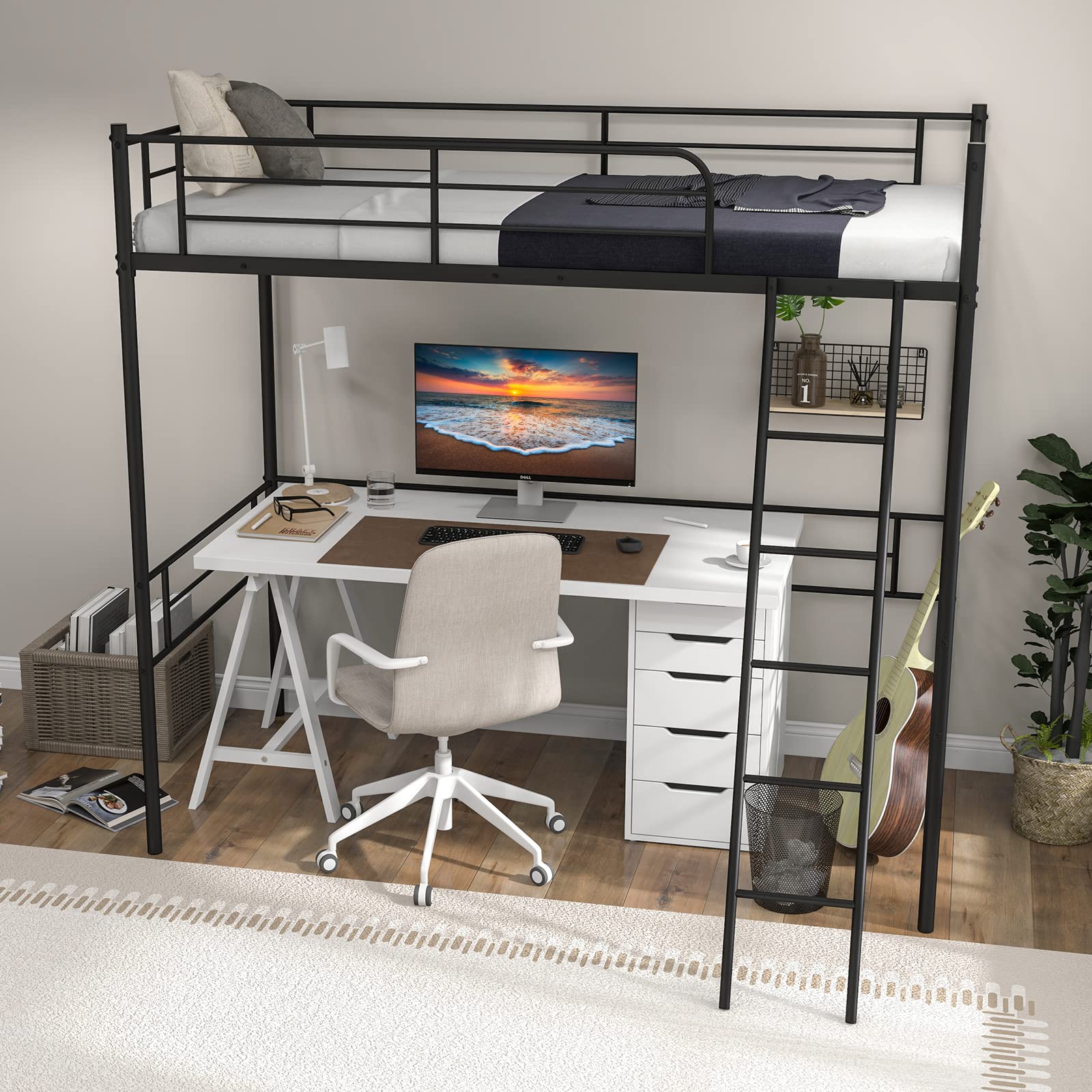 Metal Loft Bed Twin Size - Goflame
