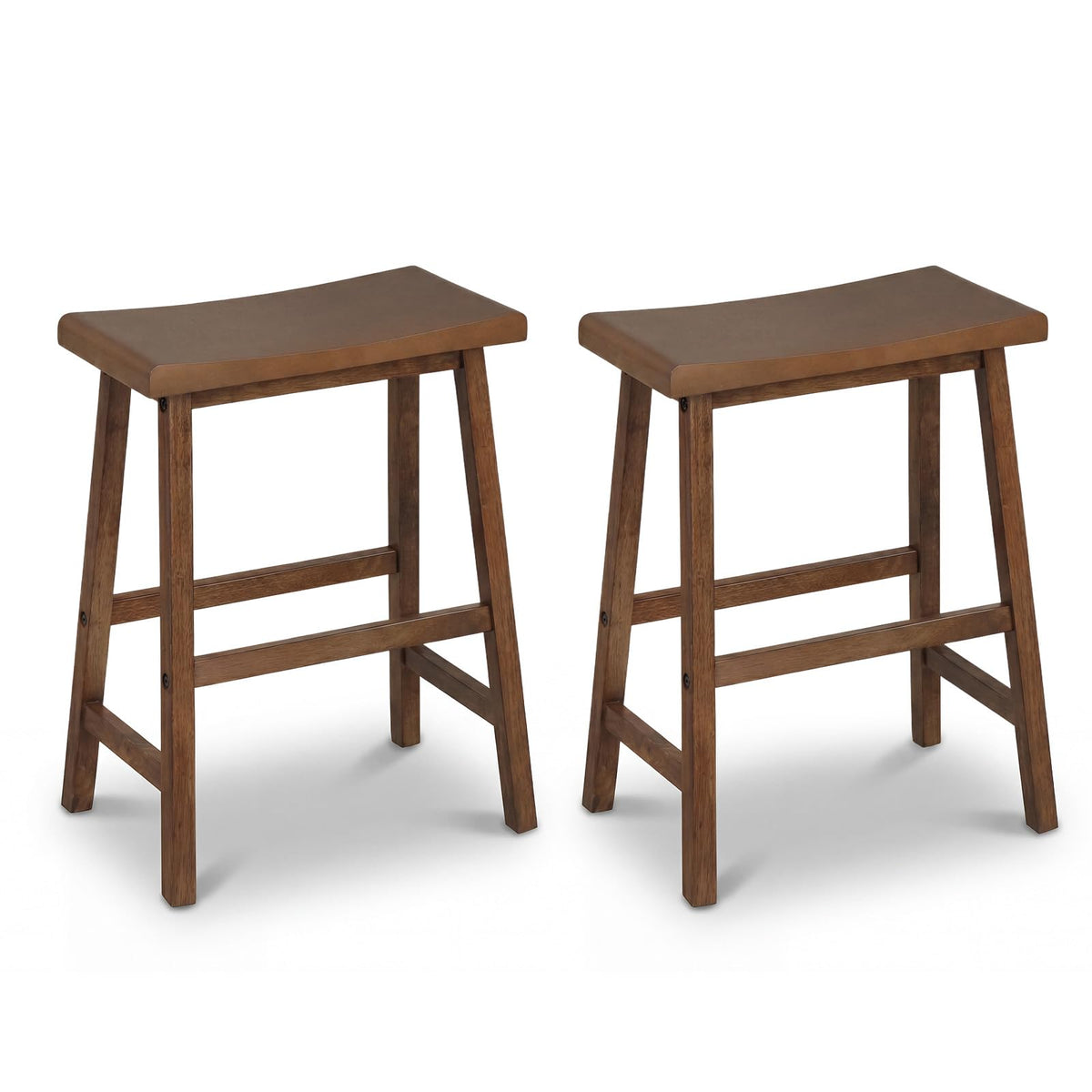 Goflame 24 Inch Counter Height Saddle Bar Stools with Footrest (2/4)