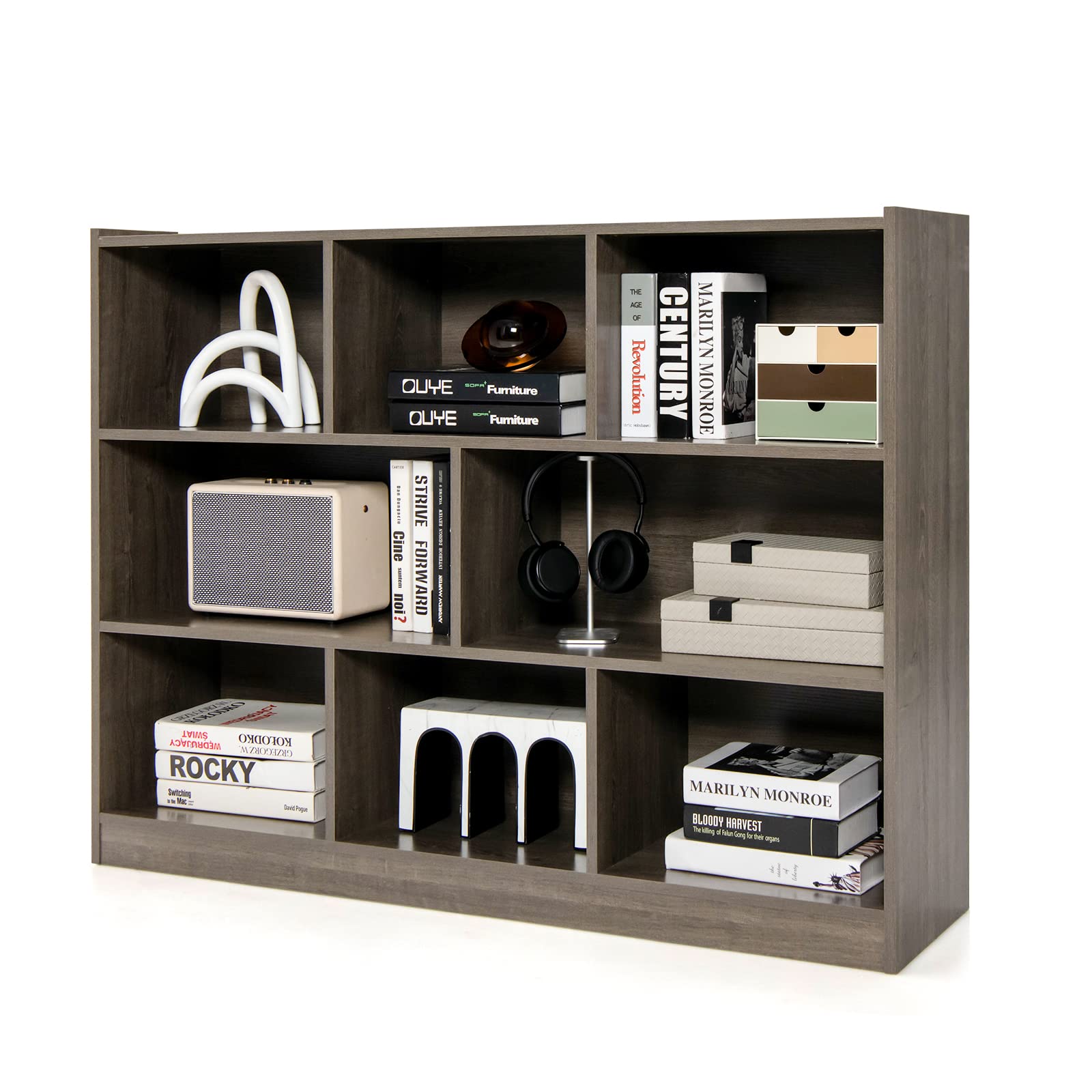 8 Cube Bookcase, Freestanding 3-Tier Open Bookshelf - Goflame