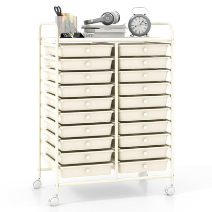 Goflame Storage Drawer Carts, 20-Drawer Organizer, Utility Cart on Wheels