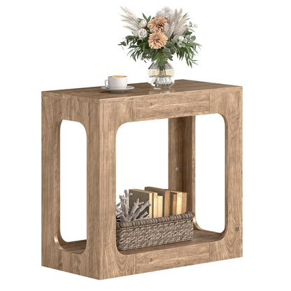 Goflame Narrow End Table 2-Tier Farmhouse Side Table with Open Storage Shelf