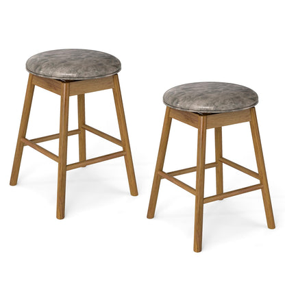 Goflame Swivel Counter Height Barstools with Solid Wood Legs and Footrests