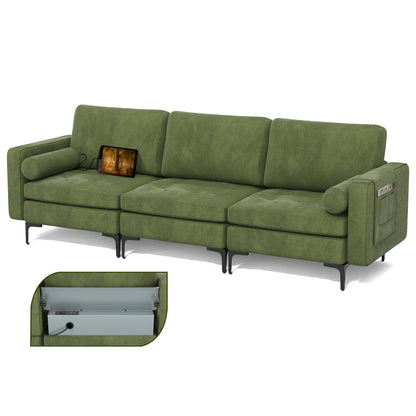Goflame 97" Sectional Sofa Couch, 3-Seater Modular Sleeper with USB Ports