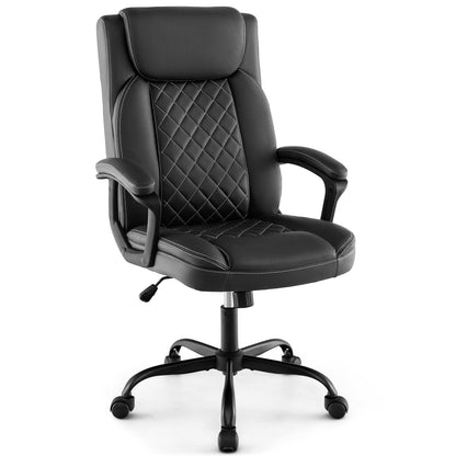 Goflame Executive Office Chair, Leather Like Desk Chair with Thick Headrest Cushion & Padded Armrests, Black