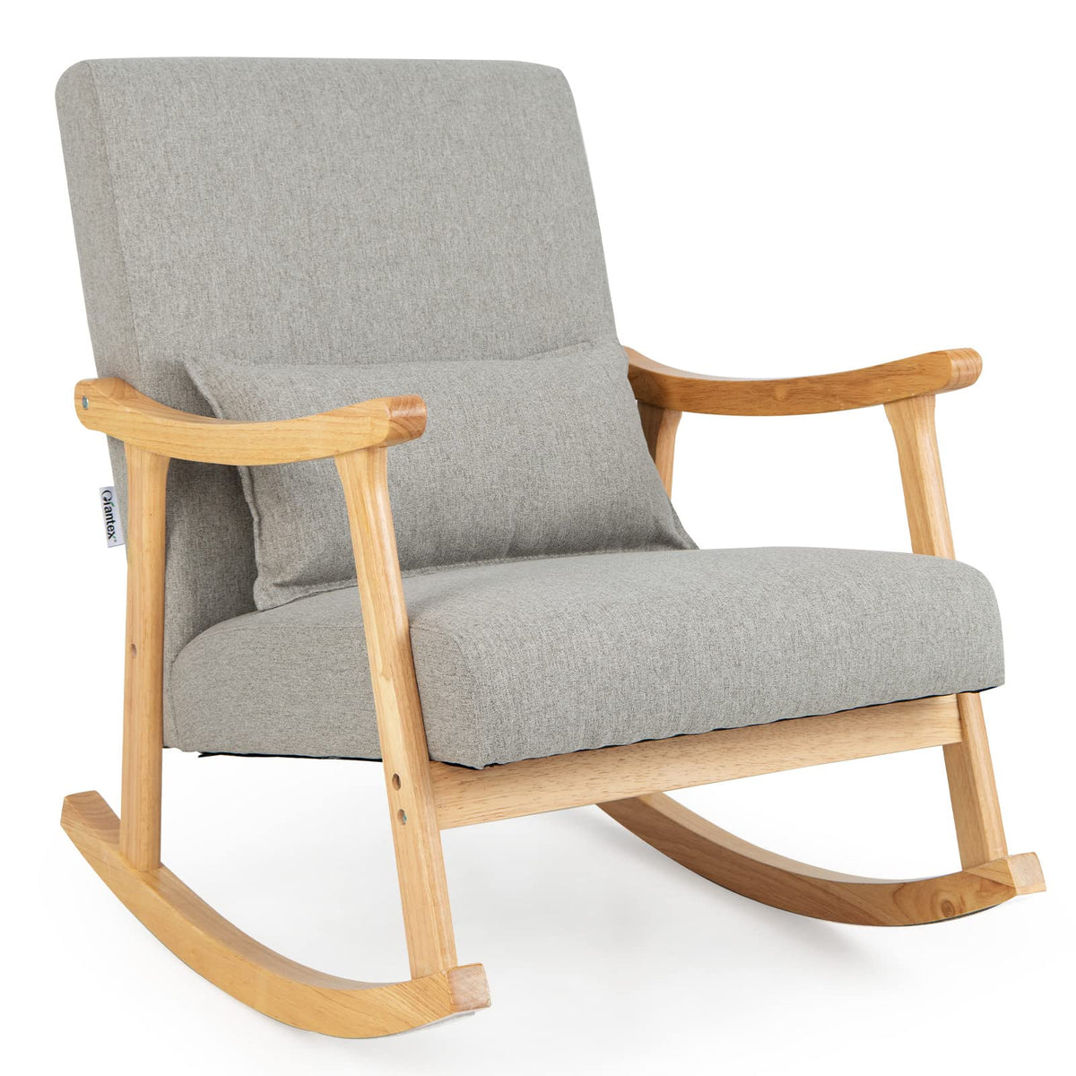 Goflame Upholstered Rocking Chair - Modern Rocker with Rubber Wood Frame, Comfy Backrest & Seat