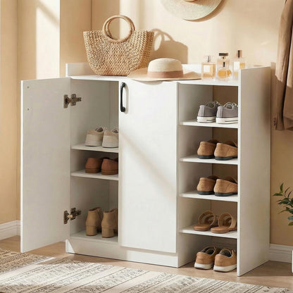 Goflame Wooden Shoe Storage Organizer w/2 Doors for Entryway
