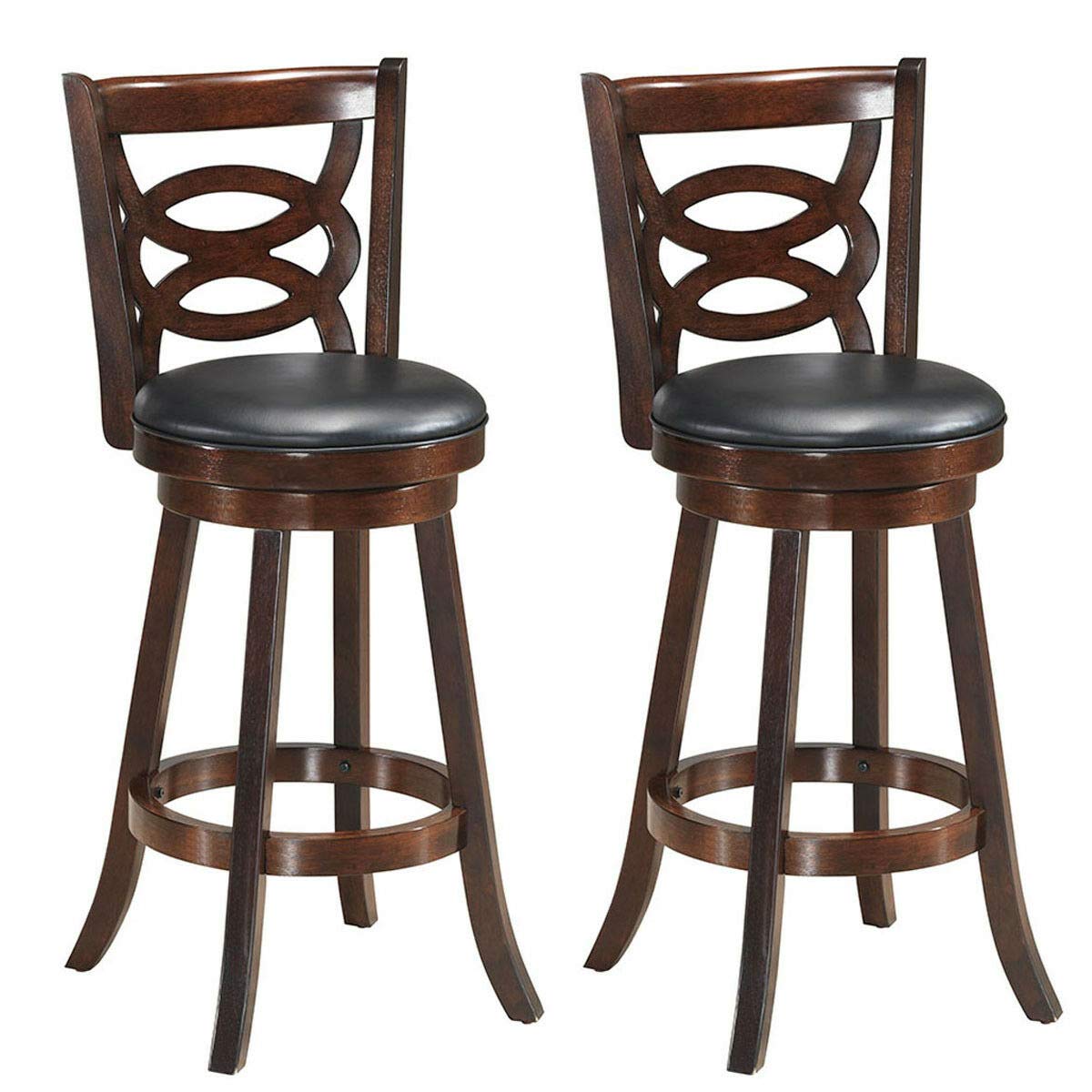 Goflame Bar Stools, Counter Height Dining Chair, Fabric Upholstered 360 Degree Swivel