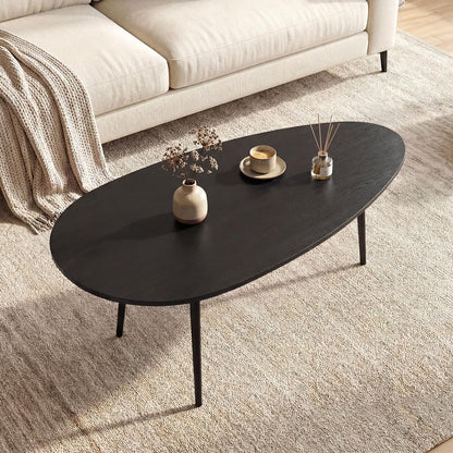 Goflame Oval Coffee Table | Mid Century Modern Center Table with Sturdy Metal Frame and Compact Design
