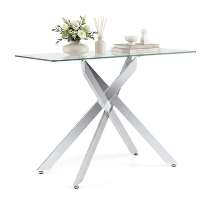 Goflame Glass Console Table 45" Modern Entryway Table